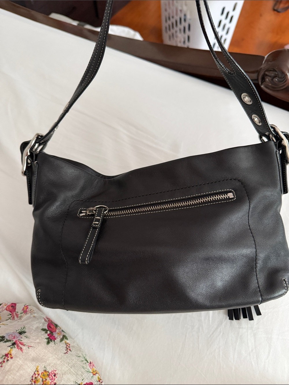 Coach Black Leather Shoulder Hobo with Silver Hardware vintage - Picture 3 of 9